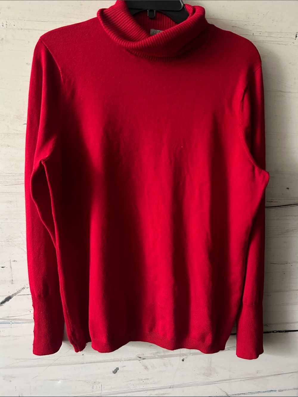Joseph A Petite Red Turtleneck Sweater Gold Button Sleeve Detail 2XLP